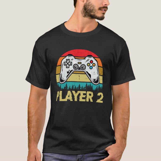 Gamer 1 Spieler 2 passendes Paar Videospiel T-Shirt (Vorderseite)