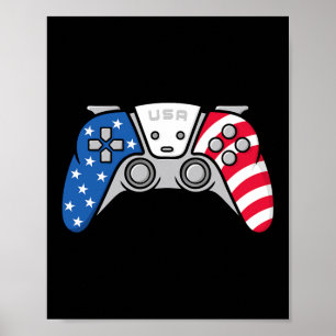 Gamer 4. Juli Gamepad Videospiel USA Amerikanisch  Poster