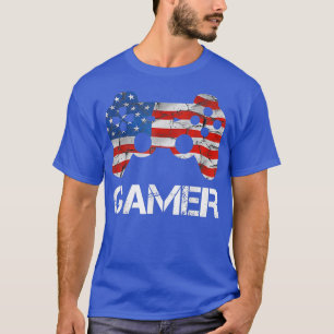 Gamer 4. Juli Vintage Amerikanische Flagge Videosp T-Shirt