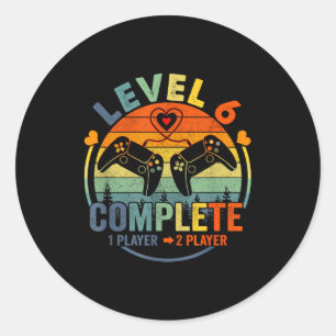Gamer 6. Hochzeitstag Level Runder Aufkleber