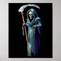 Gamer 8 Bit Pixel Art Video Game Grim Sensenmann v