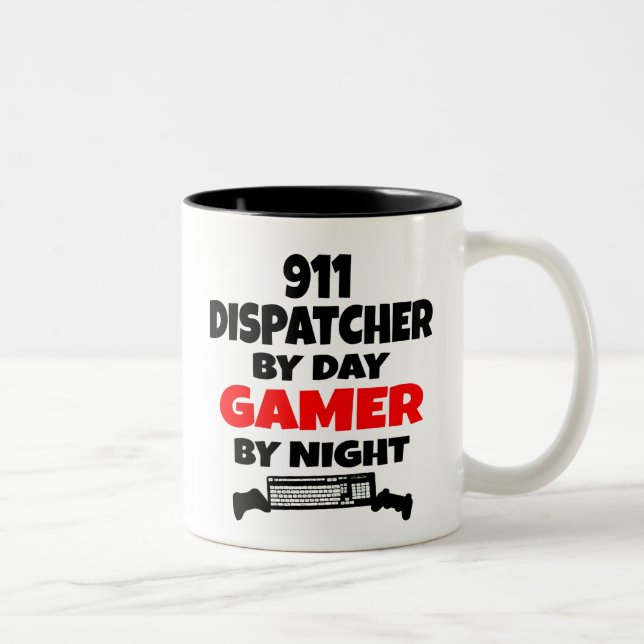 Gamer 911 Dispatcher Zweifarbige Tasse (Rechts)