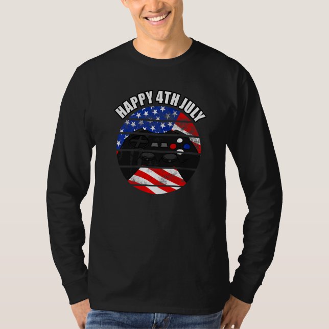 Gamer American Flag 4. Juli T-Shirt (Vorderseite)
