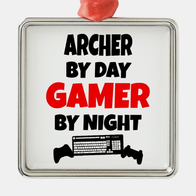 Gamer Archer Silbernes Ornament (Vorne)