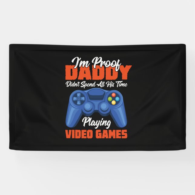 Gamer Art Daddy Time Playing Video Games Banner (Horizontal)