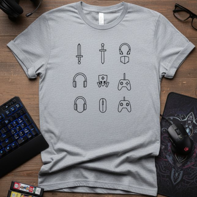 Gamer-Ausrüstungssymbole T-Shirt (Von Creator hochgeladen)