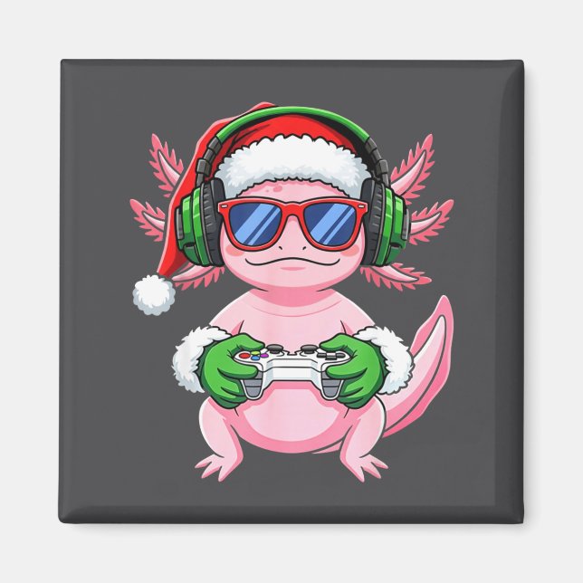 Gamer Axolotl Christmas Shirt Funny Video Game San Magnet (Vorne)