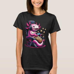 Gamer Axolotl Popcorn Gaming Chair Headphones Game T-Shirt