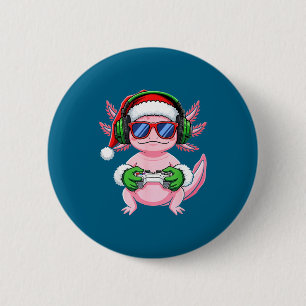 Gamer Axolotl Weihnachts-Shirt Lustiges Videospiel Button