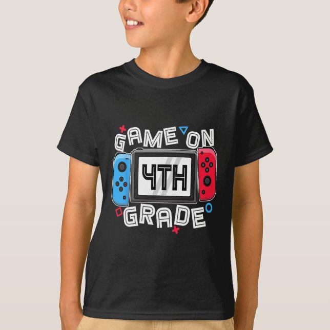 Gamer Back to School Fun Game auf 4. Klasse Kids B T-Shirt (Vorderseite)
