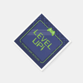 GAMER BAR MITZVAH cool modern navy neon green Serviette