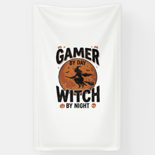 Gamer bei Tag, Hexe bei Nacht, Vintage-Gaming-Desi Banner