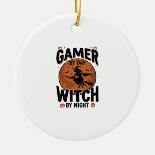 Gamer bei Tag, Hexe bei Nacht, Vintage-Gaming-Desi Keramik Ornament