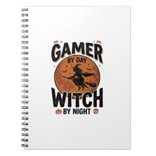 Gamer bei Tag, Hexe bei Nacht, Vintage-Gaming-Desi Notizblock