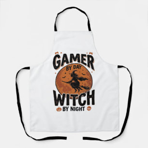 Gamer bei Tag, Hexe bei Nacht, Vintage-Gaming-Desi Schürze