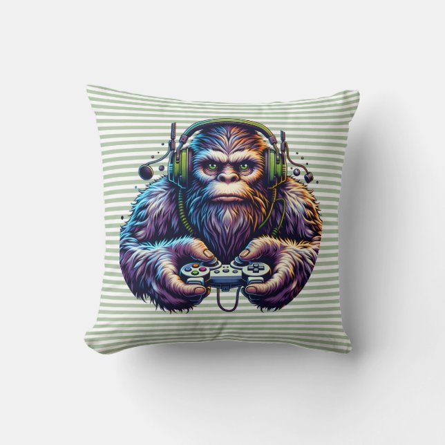 Gamer Bigfoot Pillow Fun Gaming den Kissen (Vorderseite)