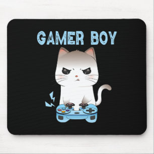 Gamer Boy Cat Gaming Funny Video Game Boys Video G Mousepad