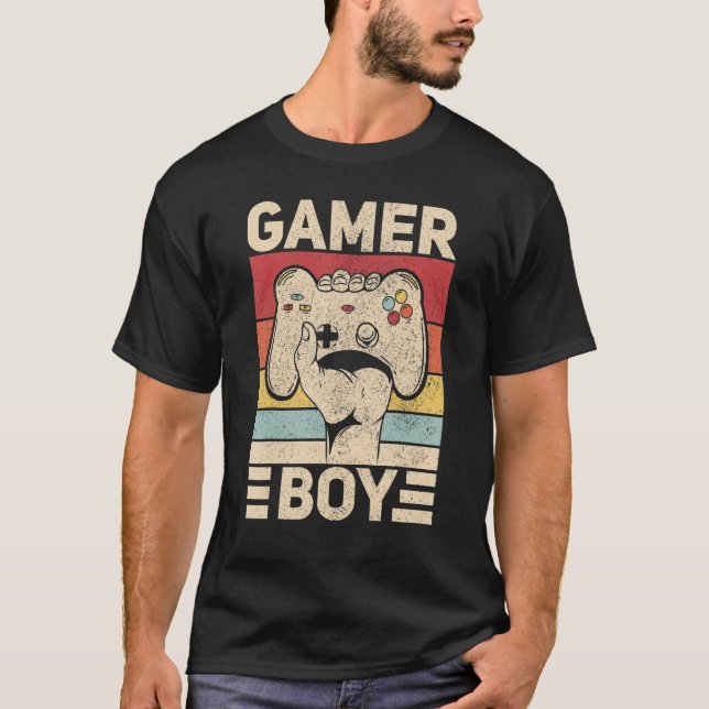 Gamer Boy Gaming Apparel Retro Video Game Outfit T T-Shirt (Vorderseite)