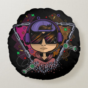 Gamer Boy Rundes Kissen