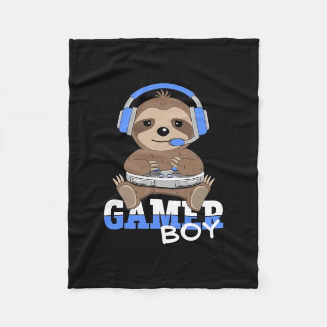 Gamer Boy Sloth Gaming Sloths Video Game Men Boys Fleecedecke (Vorderseite)