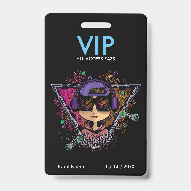 Gamer Boy VIP Access Pass Abzeichen Ausweis (Vorderseite)