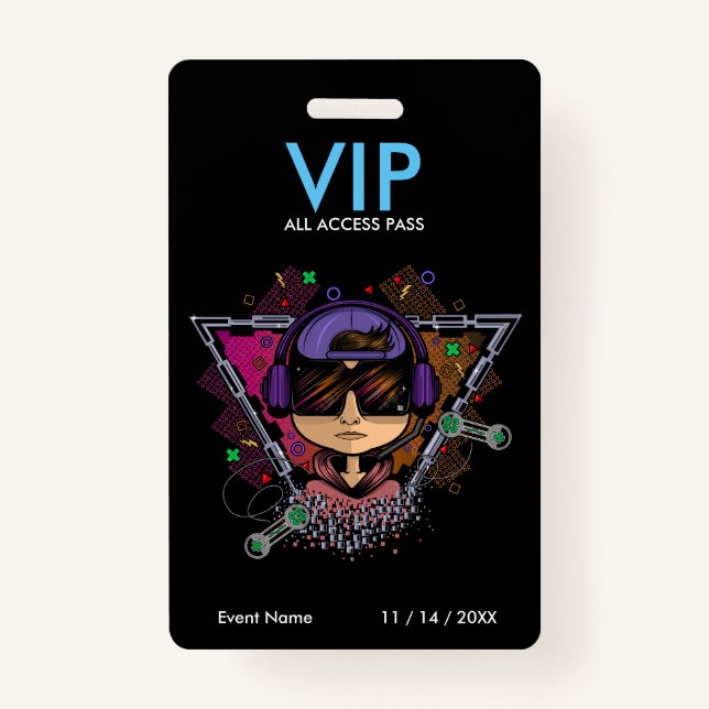 Gamer Boy VIP Access Pass Abzeichen Ausweis (Vorderseite)