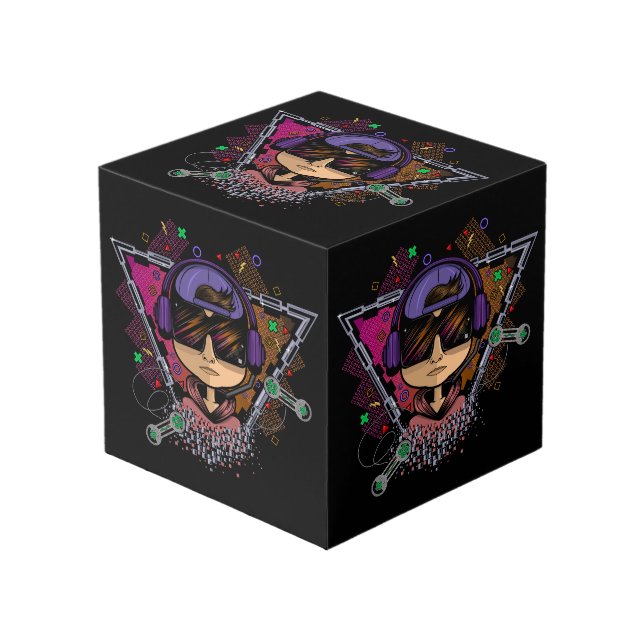 Gamer Boy Würfel (Vorderseite Schrägansicht)