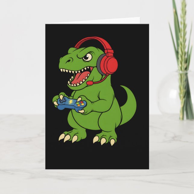 Gamer Bruh dinosaur Video Games Gift for Boys Teen Karte (Vorderseite)
