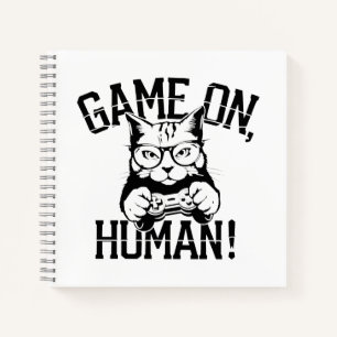 Gamer Cat Design Game On Human - Niedliche lustige Notizbuch