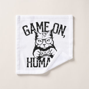 Gamer Cat Design Game On Human - Niedliche lustige Waschlappen
