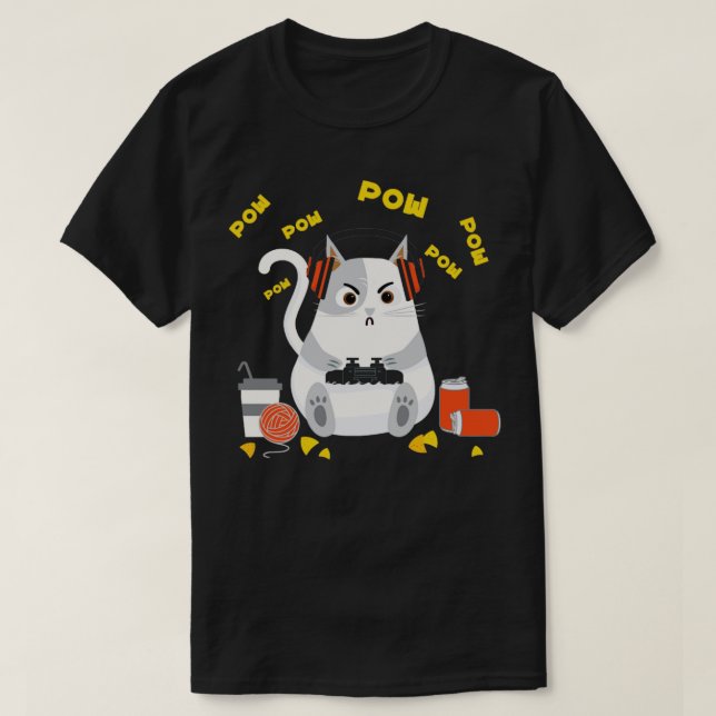 Gamer Cat Funny Video Game Design T-Shirt (Design vorne)