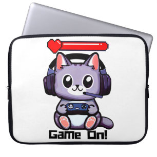 Gamer Cat mit Health Bar Electronics Bag Laptopschutzhülle