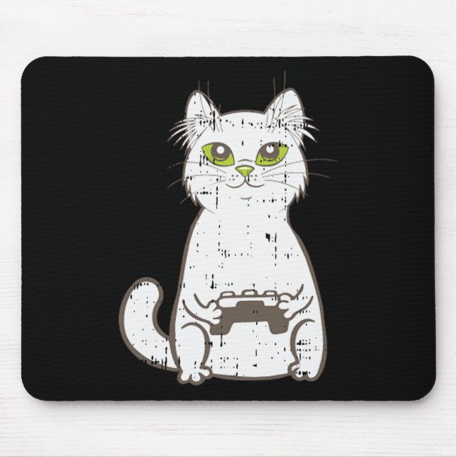 Gamer Cat Video Game Controller Niedlich Gaming Ge Mousepad (Vorne)