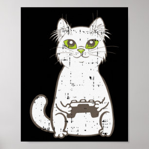Gamer Cat Video Game Controller Niedlich Gaming Ge Poster