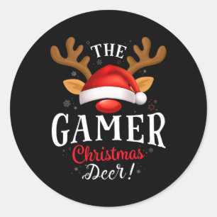 Gamer Christmas Deer Pjs Xmas Familie Matching Runder Aufkleber