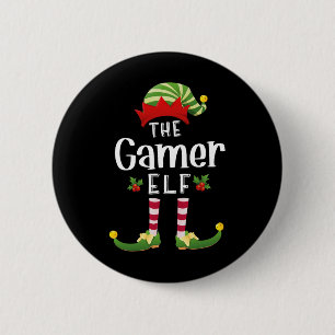 Gamer Christmas Elf Matching Pajama X-mas Party Button