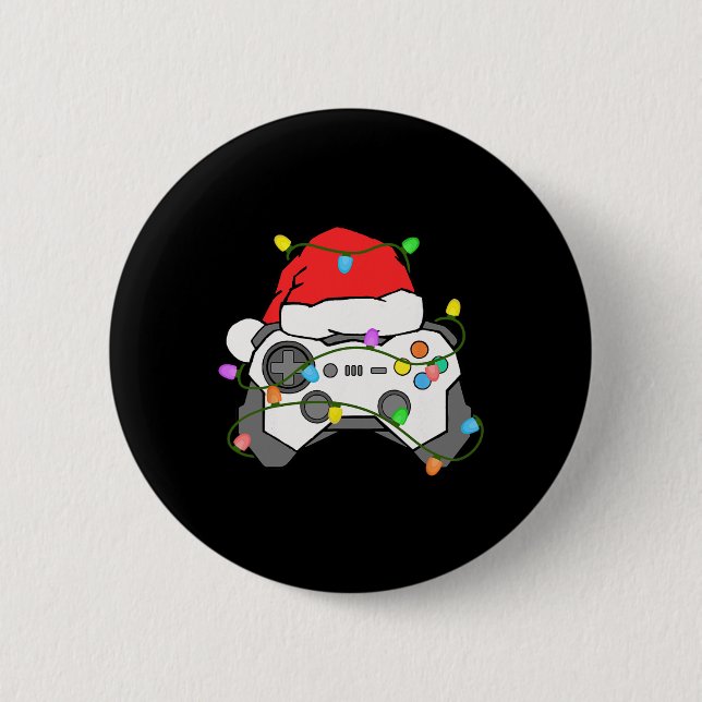 Gamer Christmas Gaming Santa Hat Video Game Contro Button (Vorderseite)
