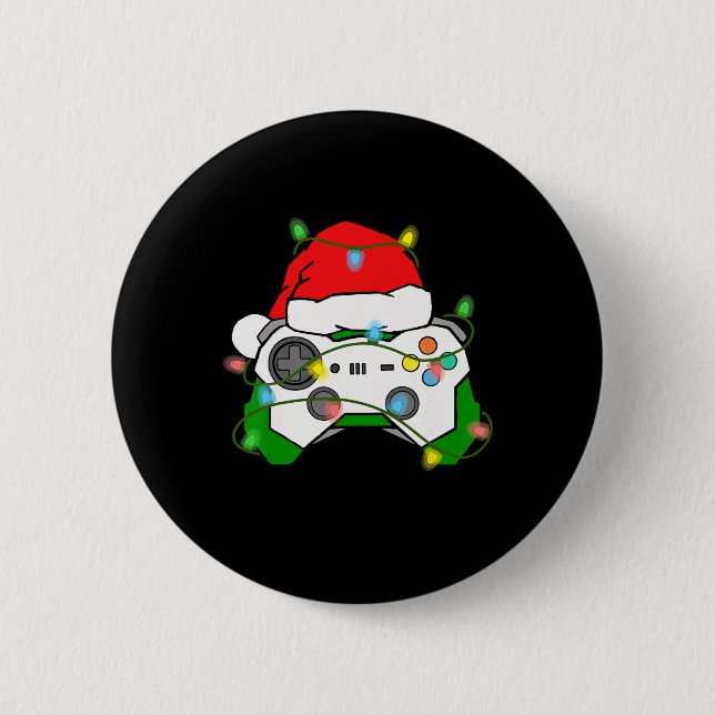 Gamer Christmas Gaming Weihnachtsmannmütze Video G Button (Vorderseite)