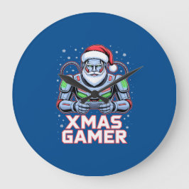 Gamer Christmas Gifts Cyber Santa Robot Xmas Gamer Große Wanduhr