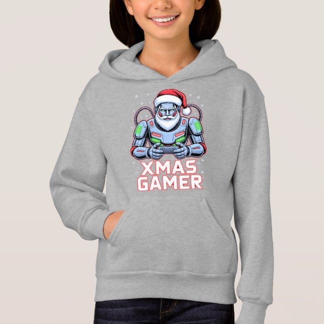Gamer Christmas Gifts Cyber Santa Robot Xmas Gamer Hoodie (Vorderseite)