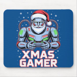 Gamer Christmas Gifts Cyber Santa Robot Xmas Gamer Mousepad
