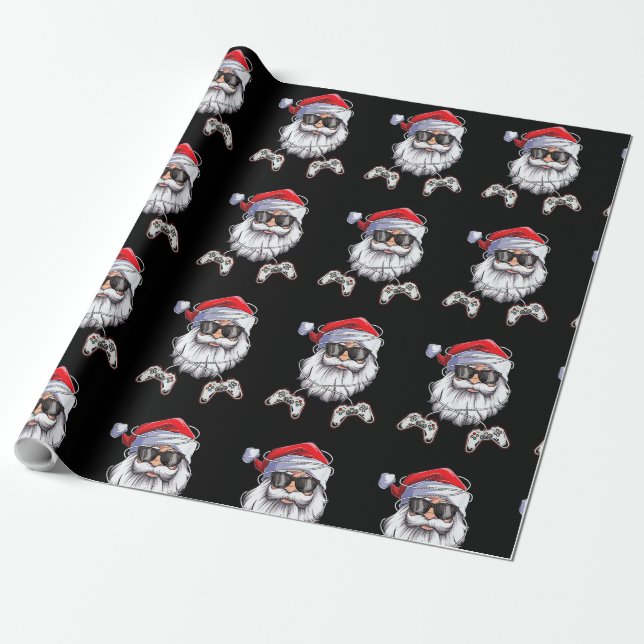 Gamer Christmas Santa Face Video Games Gaming Boys Geschenkpapier (Ungerollt)