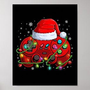 Gamer Christmas Video Game Weihnachtsmannmütze Lig Poster
