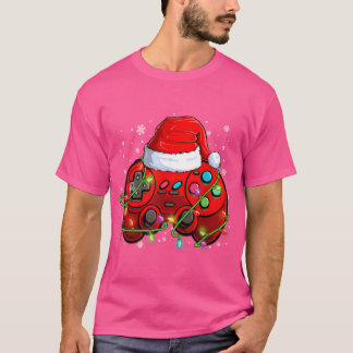 Gamer Christmas Video Game Weihnachtsmannmütze Lig T-Shirt