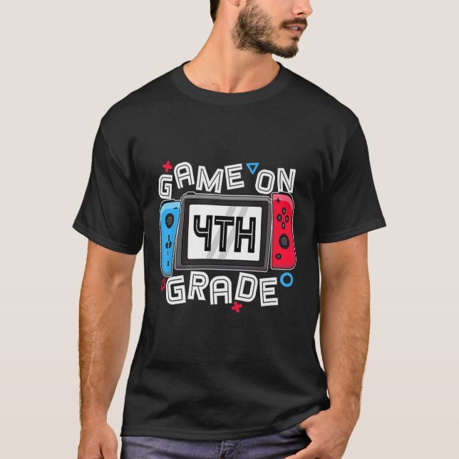 Gamer Ck To School Funny Game On 4th Grade Kids Bo T-Shirt (Vorderseite)