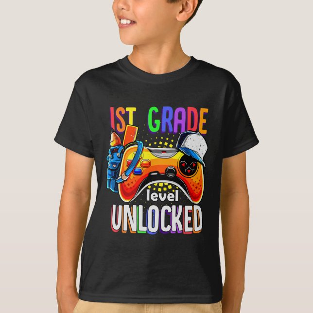 Gamer Ck To School Gamepad 1st First Grade Level U T-Shirt (Vorderseite)