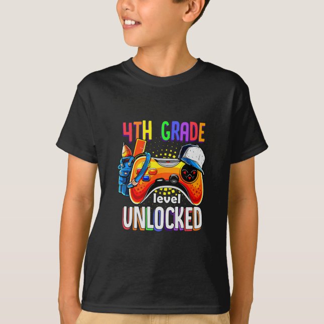 Gamer Ck To School Gamepad 4th Fourth Grade Level  T-Shirt (Vorderseite)