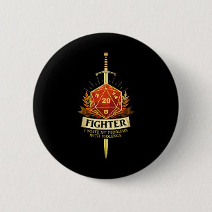 Gamer Cl Kämpfer Rpg Trpg Fantasy Gaming - Schwarz Button