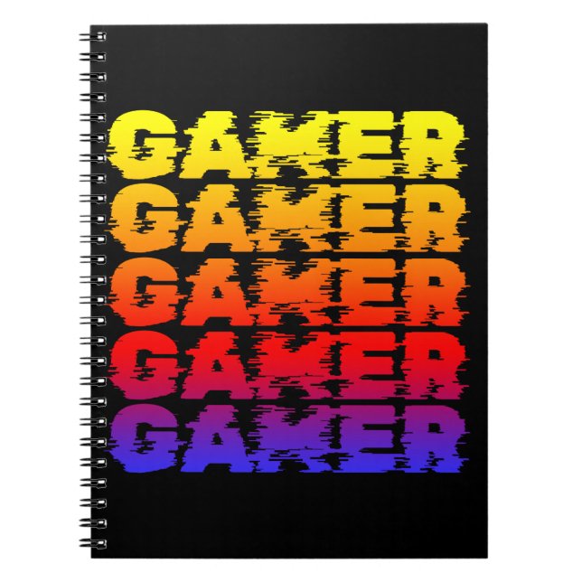 Gamer Colorful Typografy Gaming Notizblock (Vorderseite)