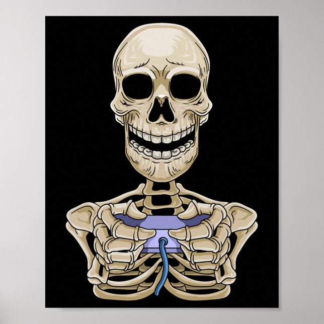 Gamer Controller Halloween Skeleton Poster (Vorne)